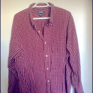 Land’s End Salmon & Navy Dress Shirt 2XL